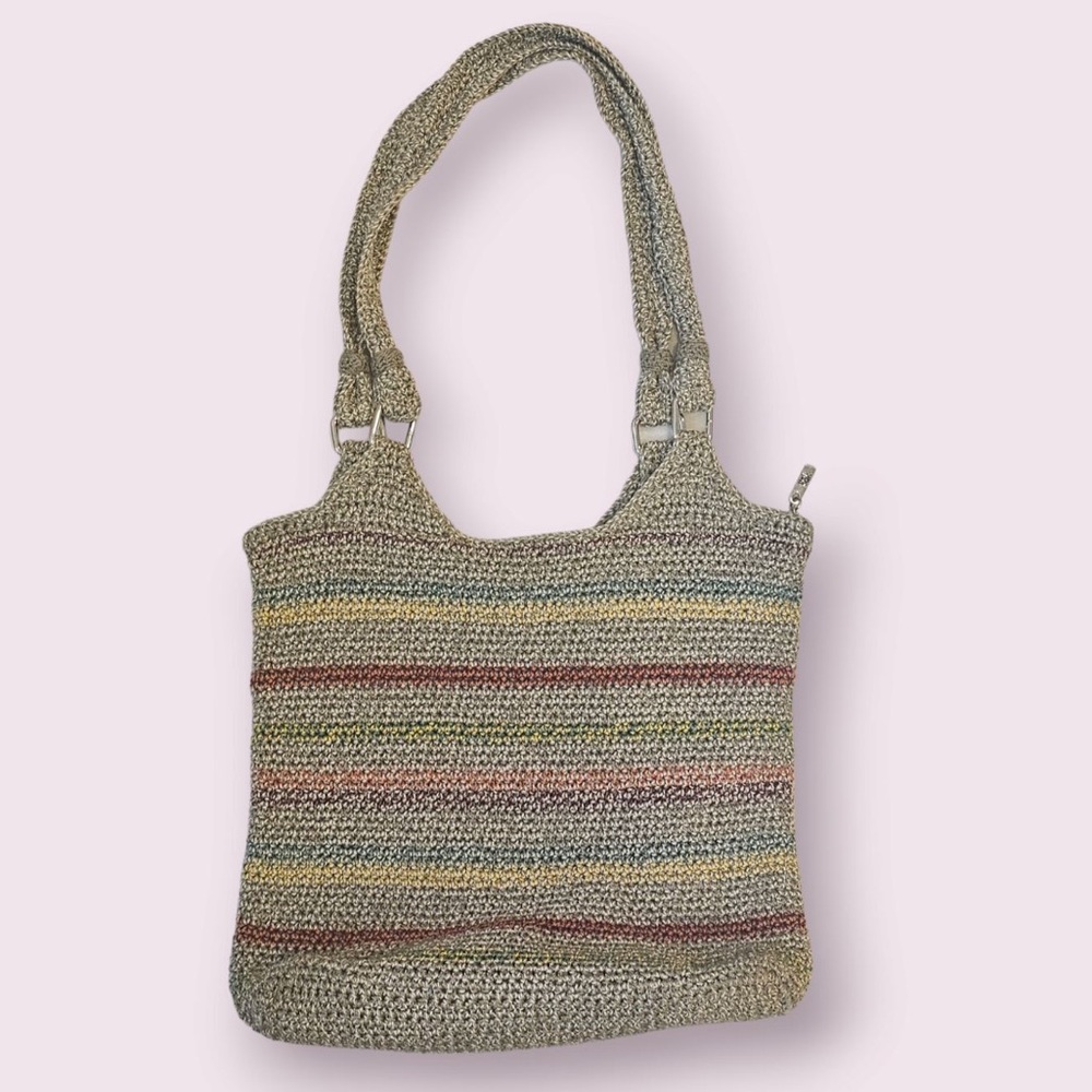 The SAK Crochet Bag Crossbody Belle Woven Multicolor Stripe Tote Boho Handbag